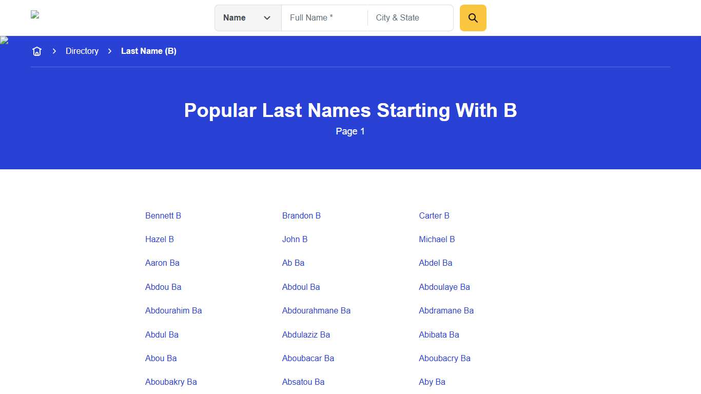 Last Names Starting With "B" - Page 1 Anywho