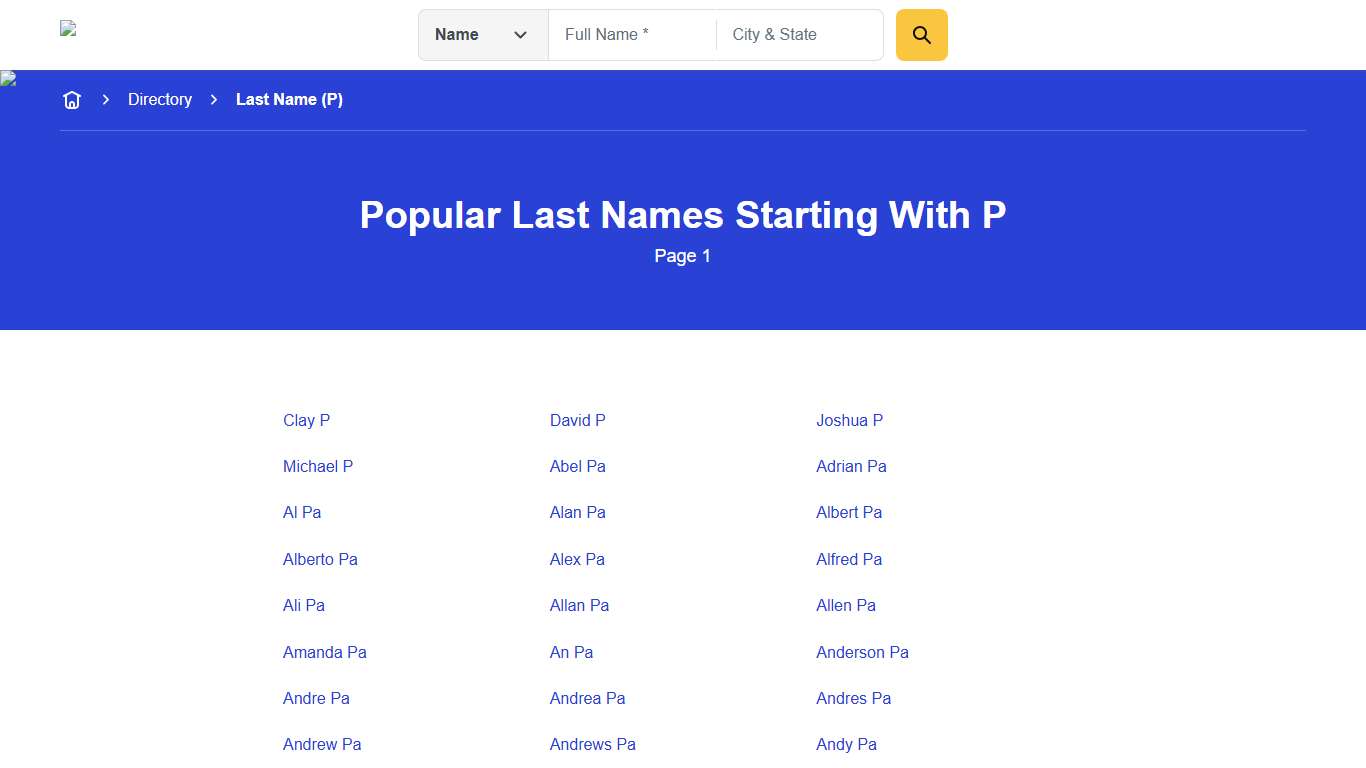 Last Names Starting With "P" - Page 1 Anywho